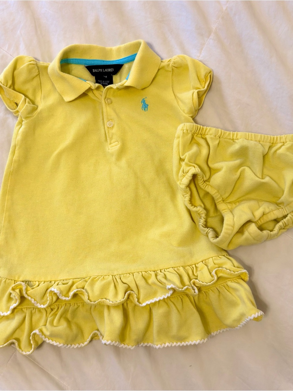 Ralph Lauren Yellow Polo Ruffle Collared Dress with Bloomers